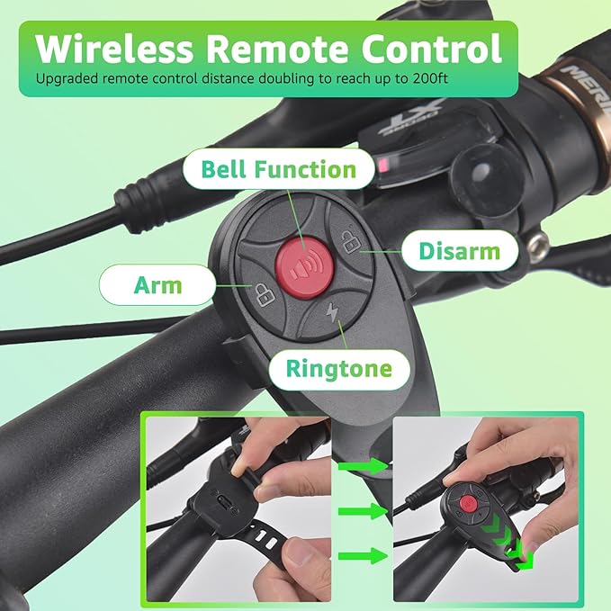 USUPERINK 113dB Bike Alarm, Motorcycle Alarm, Bicycle Alarms with Remote, Moped Alarm System, Car Vibration Sensor Alarm, Universal Strap Fits All Handlebar Sizes, IP65 Waterproof Super Loud, 10Pack