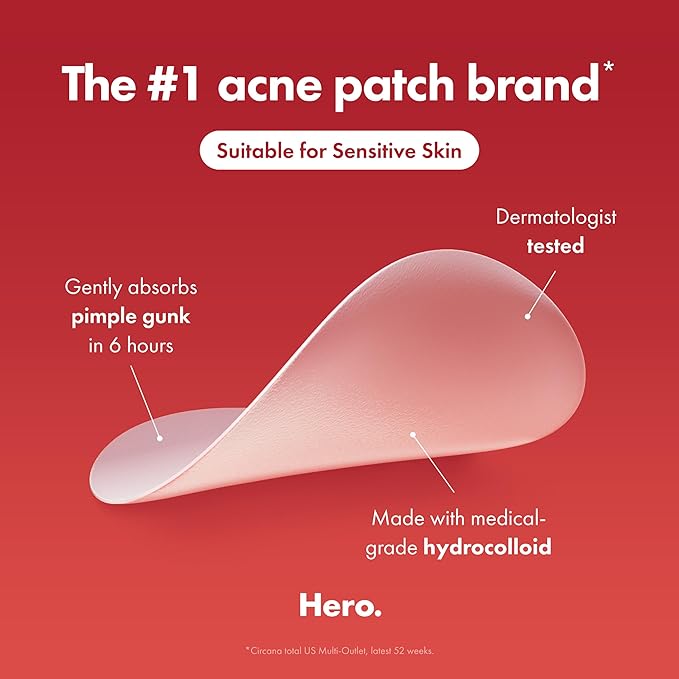 Mighty Patch Original Patch from Hero Cosmetics - #1 Hydrocolloid Acne Pimple Patches for Face, Shrinking Zits & Whiteheads in 1 Use, Nighttime Spot Pimple Stickers for Face, 75 Count