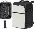 SUOCO Travel Vacuum Backpack with Portable Electric Pump, 45L Carry On Compression Seal Travel Backpack with Vacuum System, Traveling Packing Luggage Suitcase, White