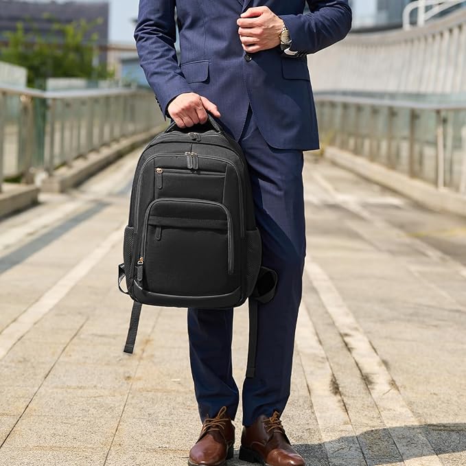 BOVIP Travel Backpack For Men Women,40L Carry On Backpack Flight Approved,TSA Personal Item Travel Bag Fits 17 Inch Laptop,Business Weekender Overnight Daypack Black