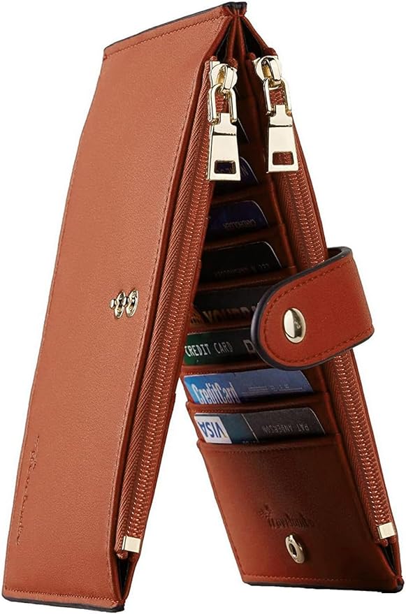 Travelambo Leather Wallets for Women Slim RFID Blocking Bifold Credit Card Holder Wallet