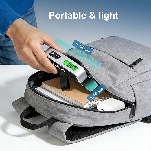 Digital Luggage Scale, 110lb Suitcase Weight Scale for Travel with Backlit LCD Display, 4-Unit Switching, Portable Hanging Baggage Scale for Luggage, Backpacks, Packages (Battery Included)