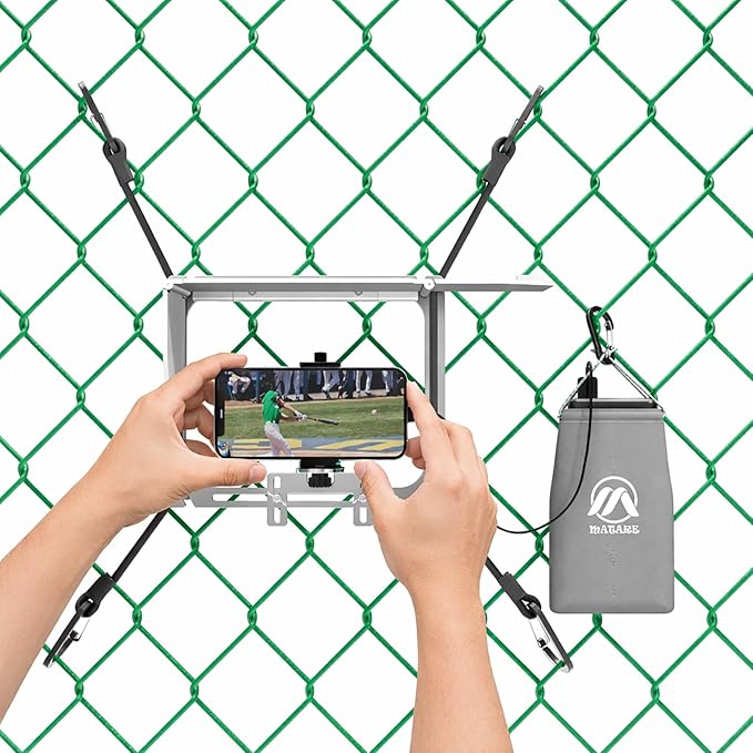Cell Phone Fence Mount with Shade, Game Changer Mounting Kit, Gamechanger Streaming kit Works with iPhone, Mevo Start, Phones, and GoPro, for Recording Baseball Games(Upgraded Version)