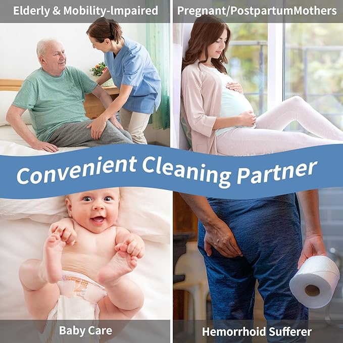 Portable Bidet, Efficient Handheld Travel Bidet, IPX6 Waterproof 3 Modes Switching Removable Nozzle 180°Adjustable Angle 320ML Kettle, Rechargeable Smart Men Women Personal Hygiene Cleaner