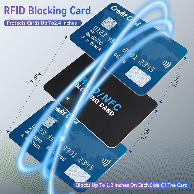 RFID Blocking Card,5Pack Contactless NFC Debit Credit Card Passport Protector blocker,One RFID Card Protects Entire Wallet, without adding bulk Black