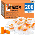 AZEN 200 Pairs Ear Plugs, NRR 32dB Soft Foam Ear Plugs for Sleeping Noise Cancelling, Earplugs for Concerts Shooting Swimming Noise Reduction,Individually Wrapped (Orange)