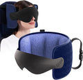 Travel Pillow for Airplane, Travel Pillow with Seat Strap and 3D Eye Mask to Firm Head, 360°Support Headrest No Bobblehead, Travel Essentials for Long Flight,Car Road Trip,Faded Blue