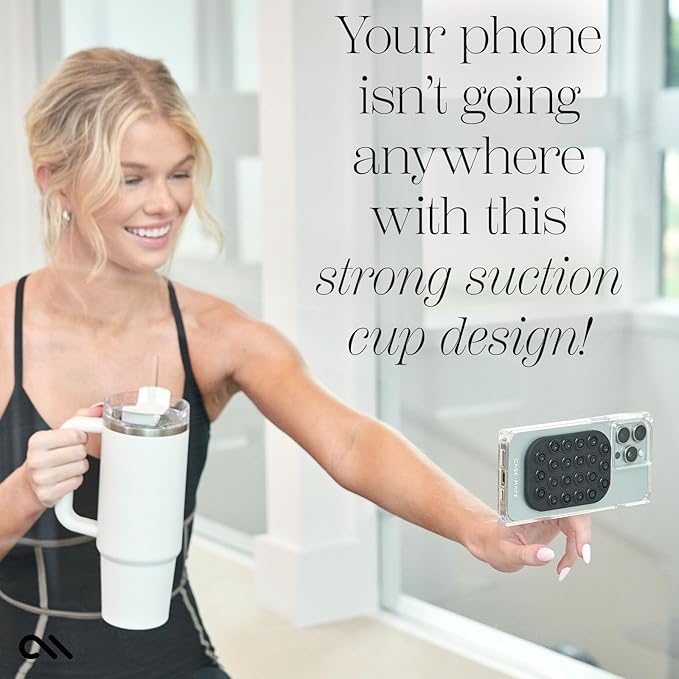 Case-Mate Adhesive Suction Cup Phone Mount - Sticky Phone Grip with Strong 3M Adhesive - Anti-Slip Phone Holder - Content Creator Essentials - Compatible with iPhone, Android Phones & Cases - Black