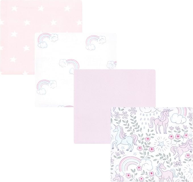 Hudson Baby Unisex Baby Cotton Flannel Receiving Blankets, Dreamy Unicorn, One Size