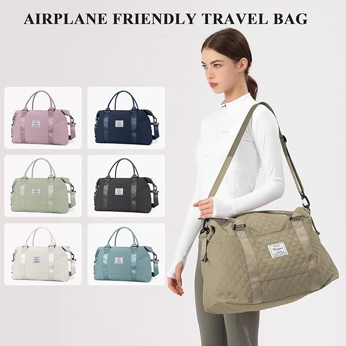 HYC00 Travel Duffel Bag,Carry-on Overnight Weekender Bags for Women,Sports Tote Gym Bag with Wet Pocket