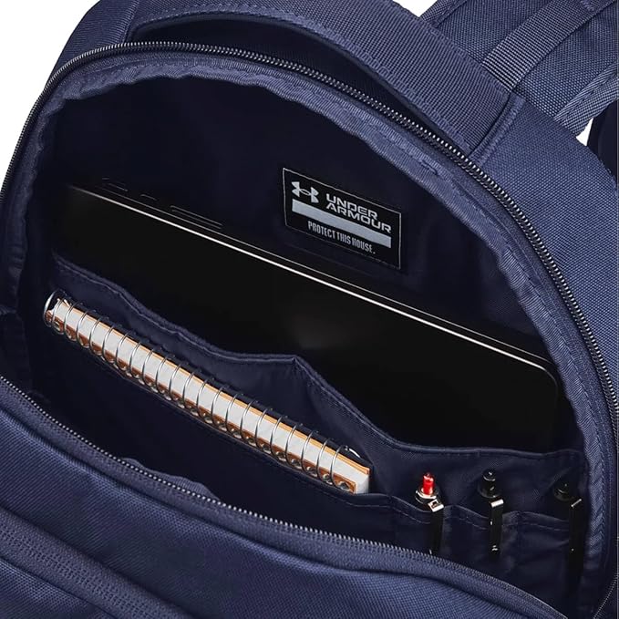 Under Armour Unisex-Adult Hustle 6.0 Backpack, (411) Midnight Navy/Midnight Navy/Metallic Silver, One Size Fits Most