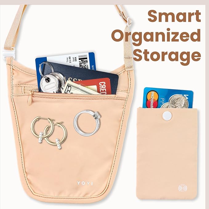 Crossbody Money Belt with Detachable Cardholder, Hidden Travel wallet for Money & Passport - Lightweight, Secure, and Invisible Design for Travel
