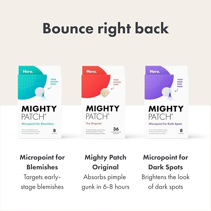 Mighty Patch Original patch from Hero Cosmetics – The #1 Hydrocolloid Acne Pimple Patch for Shrinking Zits and Whiteheads in 1 use; Nighttime Spot Stickers for Face and Skin (72 Count)