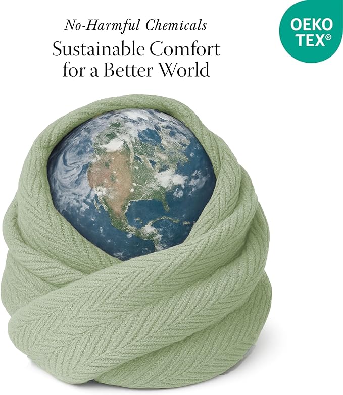 Threadmill Luxury Cotton Blankets for Twin Size Bed | All-Season 100% Cotton Twin Blanket for Bed | Herringbone Soft & Cozy Fall Thermal Blanket, 350GSM, 68x92 inches | Sage Green