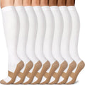 Sooverki Copper Compression Socks for Men & Women 8 Pack 15-20mmHg - Knee High Stockings Best Support for Running Athletic
