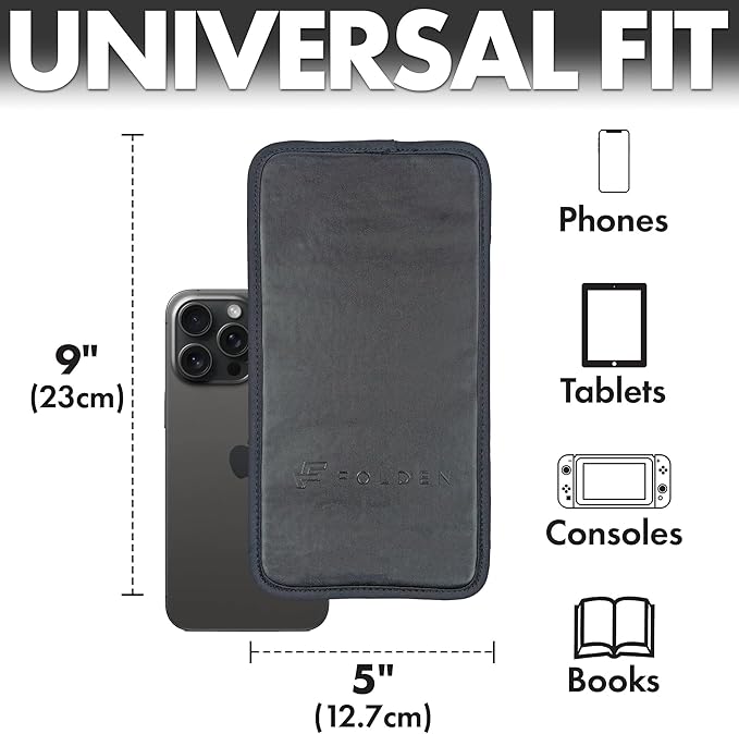 Airplane Phone Holder, Flexible Cell Phone Holder, Folding Cellphone Stand for Desk, Bed, Office, Treadmill - Airplane Gadgets for Long Travel Accessories - Plane Essentials (Vegan Leather)