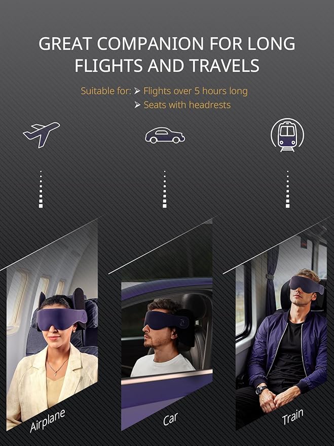 Travel Pillow, Airplane Neck Pillow for Long Flight, Oversized Head Strap with 3D Eye Mask for Sleep, 360°Support Headrest, Stop Bobblehead, Ultimate Travel Essentials for Men Women Red
