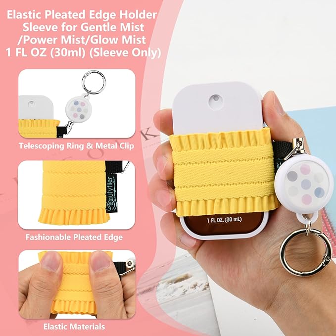 Beautyflier 4pcs Elastic Holder Sleeve for Touchland Power Mist Hand Sanitizer Spray, Cute Hand Sanitizer Holder for Gentle Mist, Glow Mist and Power Mist 1FL OZ, Best Gift for All Ages