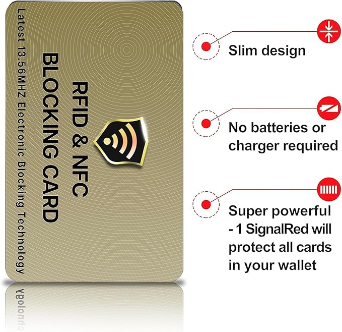 SaiTech IT RFID Blocking Card One Card Protects Entire Wallet Purse For Men & Women, NFC Contactless Bank Debit Credit Card Protector ID ATM Guard Card – Golden