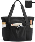 BAGSMART Foldable Tote Bag with Drawstring Bag, Large Tote Bag Shoulder Bag Top Handle Handbag for Travel, Work, Beach, Gym