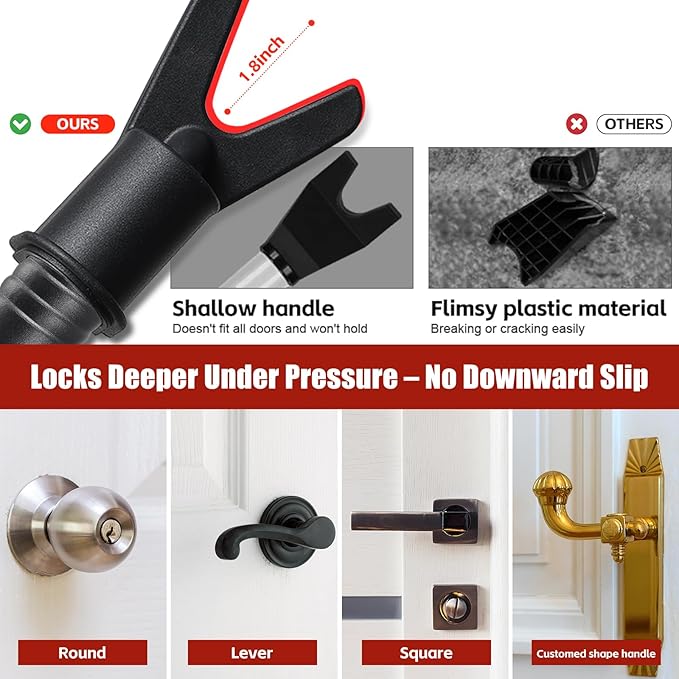 600LB Door Barricade Security bar- 24.5-50.7'’ Adjustable Door Stopper Stick for Front,Home,Apartment,Hotel,Heavy Duty Safety Lock Blocker Jammer-Women,Traveler Must Have