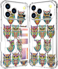 Compatible with iPhone 17 Pro Max Case Card Holder for Women Cute Design,Wallet Phone Cases Transparent Cool Kawaii Protective (Clear Colorful Owls Cartoon)
