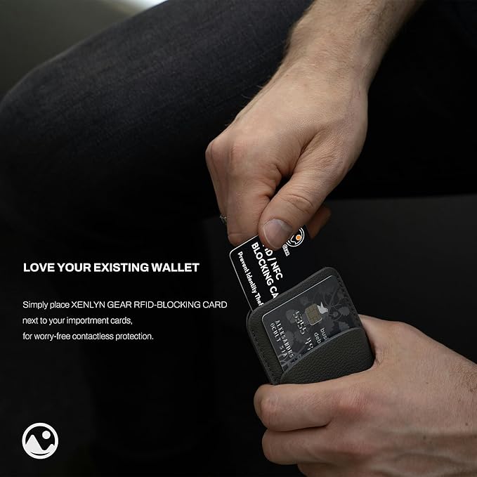 RFID Blocking Card with Advanced Signal Blocking Technology - Contactless Card Protector with Build-In Chip for NFC Blocking- Slim Design Fits Simply into Your Wallets & Purses - 2 PACK