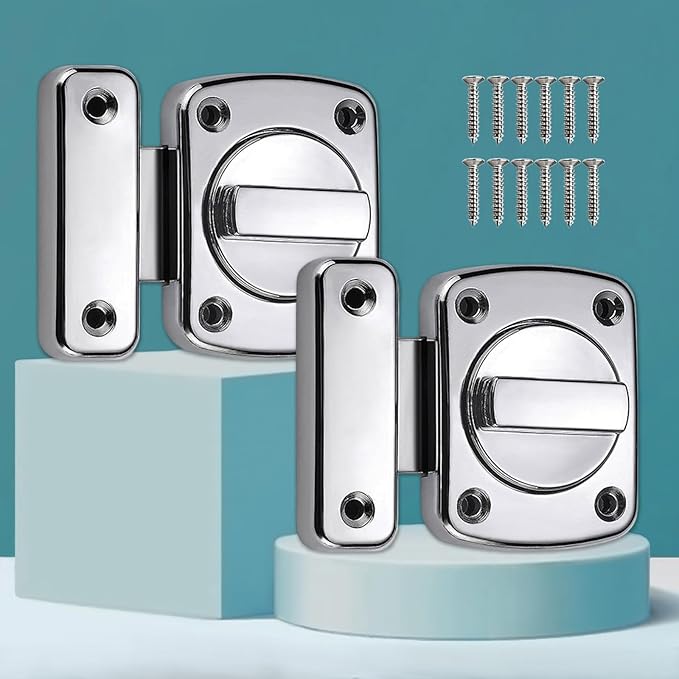 Bathroom Stall Door Latch Inner Door Reinforcement Lock,Zinc Alloy Bathroom Gate Door Latch,Inner Door Anti-Prying French Door Locks,Slide Locks for Inside Door,Night Latches