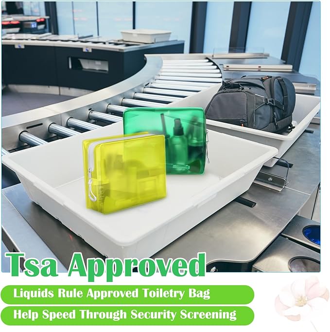 4 Pack TSA Approved Travel Toiletry Bags Frosted Translucent Leak-proof Cosmetic Makeup Bags for Women Men Travel Organizer Airport Security(Green,6.7 x 5.5 x 1.8 Inch)