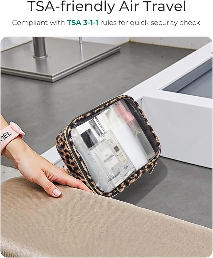 3 Pack Clear Makeup Bags for Women, TSA Approved Toiletry Bag Set for Travel Size Toiletries Carry on Travel Organizer Bags Waterproof Cosmetic Case Zipper Pouch Set Car Accessories Essentials