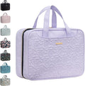 Everfun Hanging Toiletry Bag for Travel, 12x9x4.5 inch Large Capacity Cosmetic Organizer with Leakproof Wet/Dry Compartment, Waterproof Dopp Kit Toiletries Bag for Women Light Purple