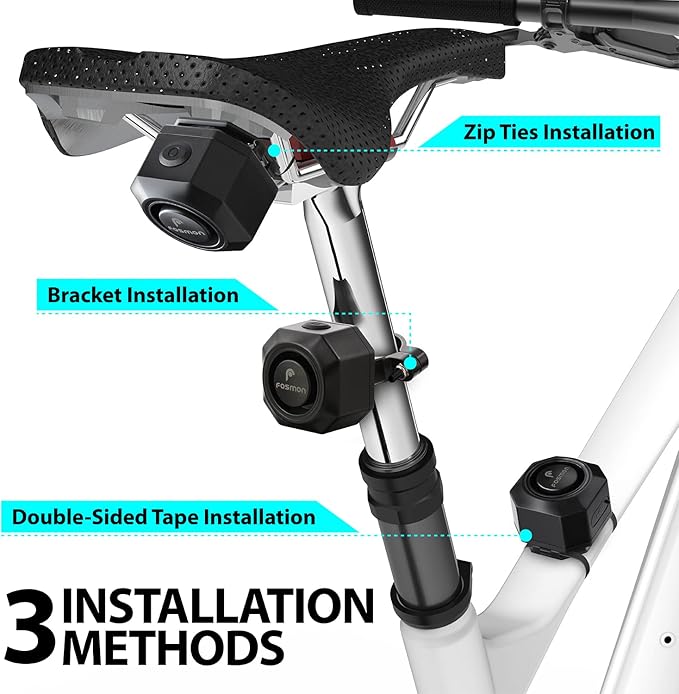 Fosmon USB-C Rechargeable Bike Alarm with Remote, IP55 Waterproof Wireless 110dB Loud Anti-Theft Vibration Motion Sensor Vehicle Tracker Alarm Security System for Bicycle, E-Bike, Motorcycle, Scooter