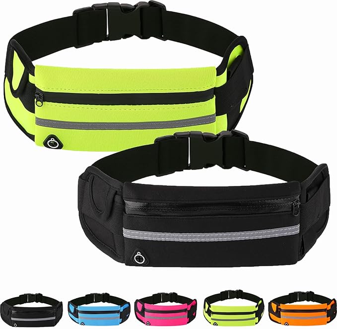 Anti-theft Invisible Waist Bag, Anti-Theft Money Belt Multifunctional Outdoor Sports Waist Bag, for Outdoor Running (Black+Green)