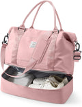 Travel Duffel Bag, 18x14x8 Inches Travel Bag Spirit with Shoes Compartment, Weekender Overnight Bag for Women with Trolley Sleeve, Carry On Bag for Airplanes Sport Tote Gym Bag Pink