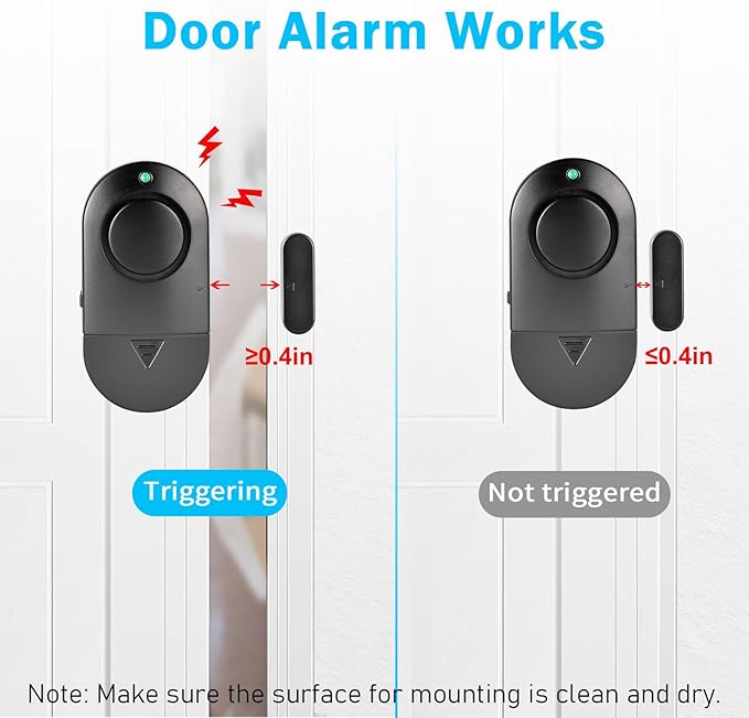 Door Window Alarm, 120DB Window Alarms for Home Security, Door Chime for Store Home, 10 Pack Black