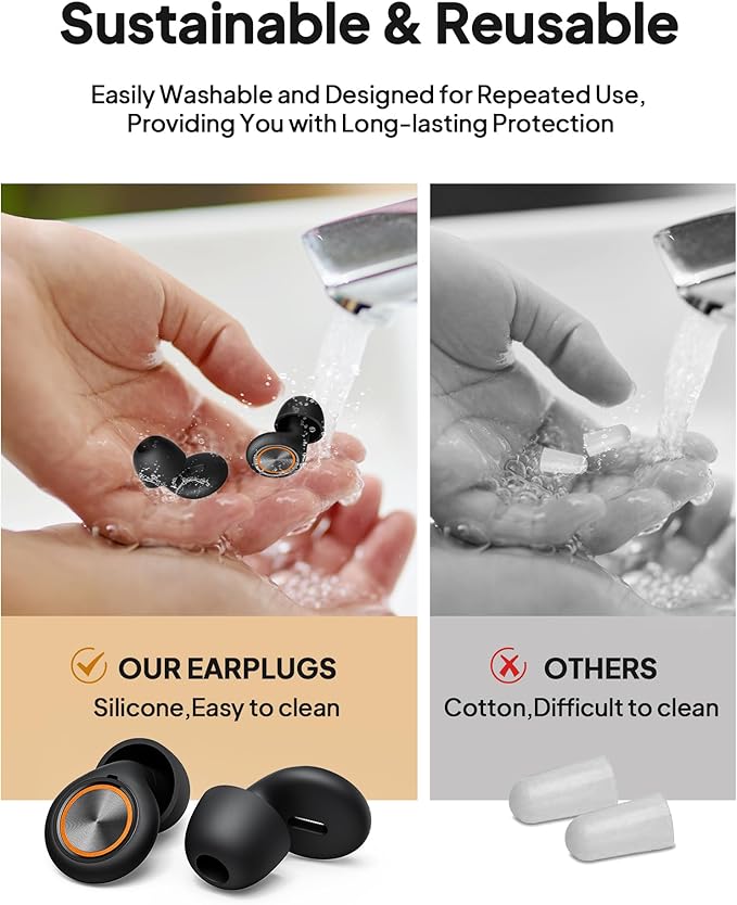 Ear Plugs for Sleeping, Soft Reusable Silicone EarPlugs for Sleep, Noise Cancelling 45dB Earbuds with 8 Eartips and Case, High-Fidelity Ear Plugs for Noise Reduction&Snoring, Concerts, Work, Airplane