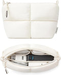 Comfyable Puffy Electronics Organizer Travel Case, Cute Tech Pouch for Women Men, Cable Storage Bag for Charger, Phone, Power Bank, Cord, Compact Tech Accessories Pouch, Rice