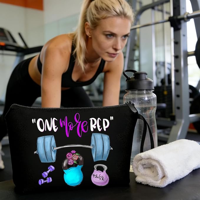 Workout Gym Exercise Gifts for Fitness Lovers Personal Trainer Women Female Friends Sister Friend, Small Black Makeup Cosmetic Bag