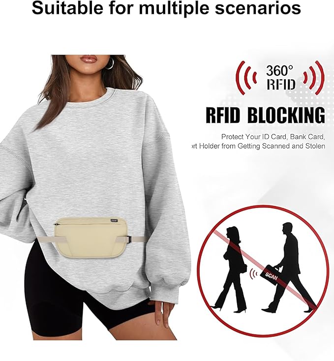 GOX Money Belt for Men Travel, Anti-Theft Hidden Waist Pack, RFID Secure Travel Belt for Men, Ultra-Thin Under-Clothes Passport Wallet with Documentry Safety & Money Holder (Lemon)