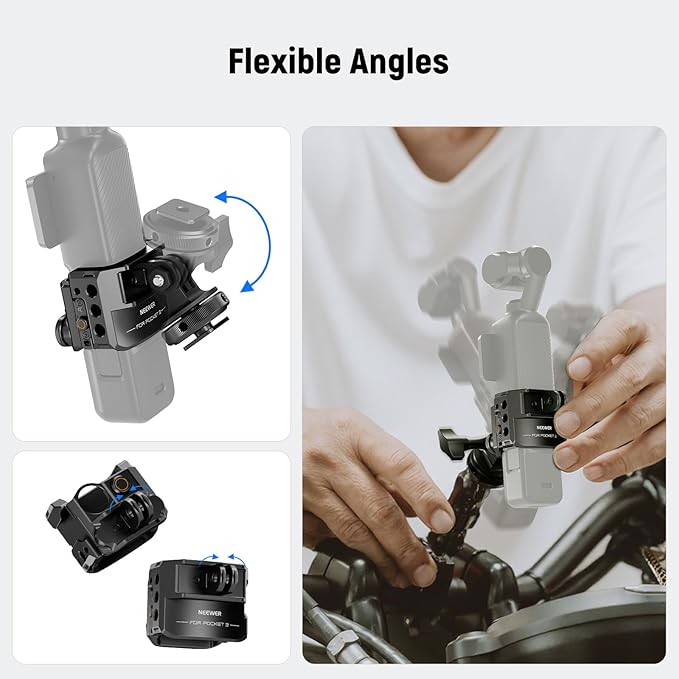 NEEWER Pocket 3 Cage & Action Camera Adapter Compatible with DJI Osmo Pocket 3 and Action 2 Magnetic Mount, Aluminum Alloy Rig with 1/4" Thread and Cold Shoe for Extension Accessories, AC009 Pro