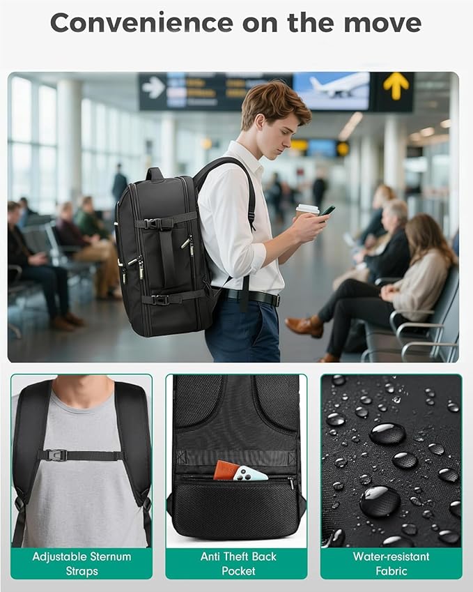 Vancropak Travel Personal Item Backpack for Spirit Airlines with Shoe Compartment Removable, 18x14x8 TSA Approved Underseat Carry on Backpack, Large Luggage Suitcase Bag Fit 17.3" Laptop, Black