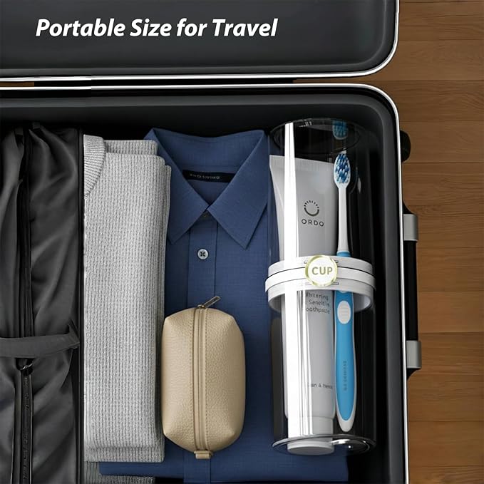 Toothbrush Travel Case, Travel Toothbrush Holder with Toothbrush Head Cover Cap for Travel, Business Trip, School, Camping, Home (Clear)