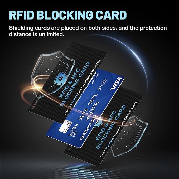 NEW RFID Blocking Card, 6 Pack Fuss Protection for Entire Wallet Shield, Credit Card Protector NFC Bank Debit Blocker, Identity Theft Prevention for Passport Travel Security (6) (6, Black)