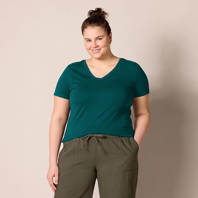 Amazon Essentials Women's Regular-Fit Short-Sleeve T-Shirt (Crewneck and V-Neck Options), Multipacks