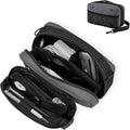 Travel Organizer Pouch Electronic Accessories Carry Case Waterproof Double Layers All-in-One for Cord, Phone, Airpods, USB Flash Drive for Men Women, Portable Charger Organizer (Grey)