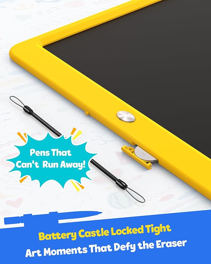 TEKFUN 12 Inch LCD Writing Tablet for Kids, Coloring Drawing Pad, Mess Free Doodle Board, Airplane Travel Toys for Boys and Toddlers, Road Trip Essentials, Gifts for 3-8 Year Old Girls (Yellow)