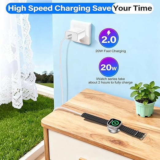 Travel Essentials for Apple Watch Charger,iPhone Charger,Type C Multi Fast Charging Cable Cord with 20W Charger Block,Portable Designed for iWatch 11-2,iPhone 17-11,Galaxy 25,Home,Office-5FT