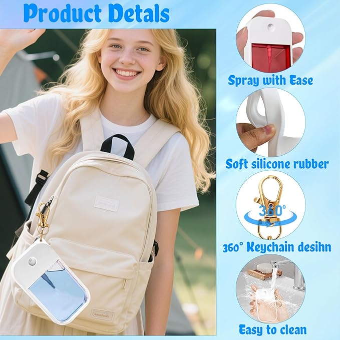 Hand Sanitizer Spray Case Compatible with Touchland Hand Sanitizer Keychain Holder Hands Sanitizer Case with Keychain for Touch Land Mist Travel Cover Sleeve Travel Size Hand Spray Accessory