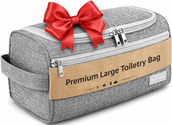 emissary Hanging Travel Toiletry Bag for Men and Women, Shower bag for Toiletries, Dopp Kit for Men, Travel Bathroom Bag, Mens Hanging Toiletry Organizer (Gray)