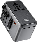 Minthouz Universal Travel Adapter, International 35W Power Adapter GaN Fast Charger with 3 USB-C PD & Cable & 1 USB-A Ports, All-in-One Portable AC Power Plug Adapter for USA EU UK AUS and More